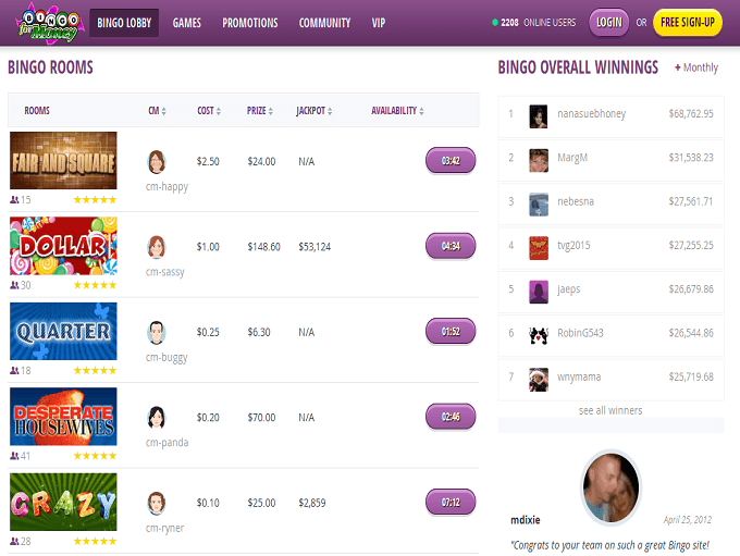 Bingo formoney lobby