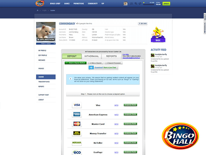 Bingohall banking