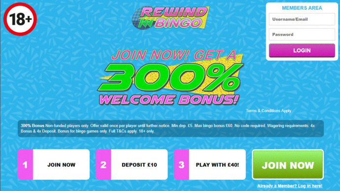 Rewind Bingo Screenshot