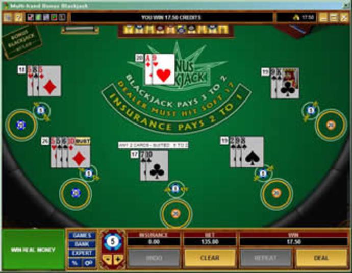 Microgaming Multi-Hand Bonus Blackjack Screenshot