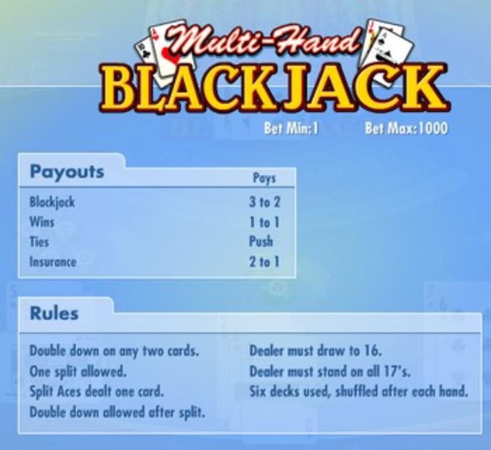 Multi-Hand Blackjack Screenshot