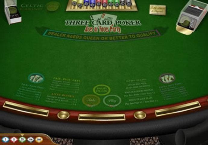 Three Card Poker - Aces or Faces Party Screenshot