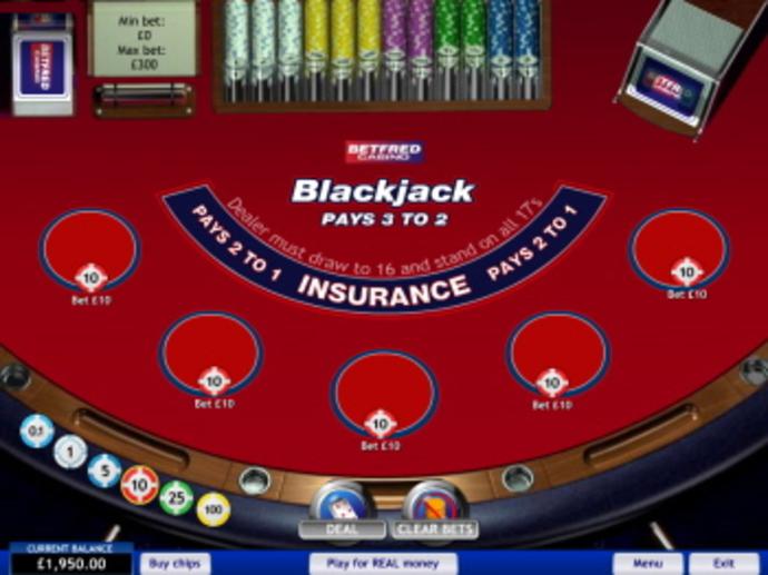 Multi-Hand Blackjack 5-Hands Screenshot
