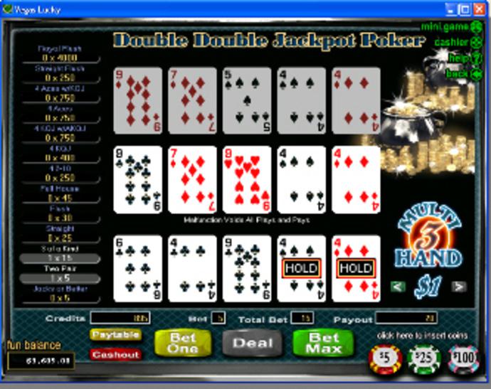 Double Double Jackpot 3-Hand Video Poker Screenshot