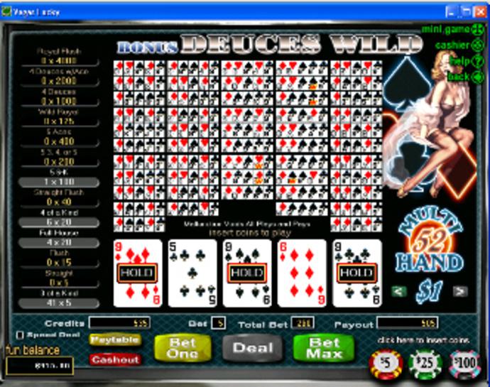 Bonus Deuces Wild 52-Hand Video Poker Screenshot