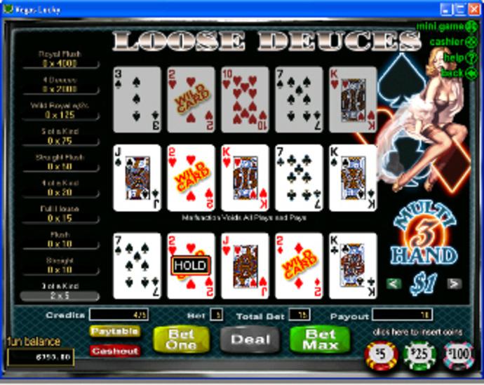 Loose Deuces 3-Hand Video Poker Screenshot