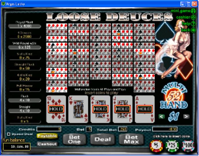 Loose Deuces 52-Hand Video Poker Screenshot