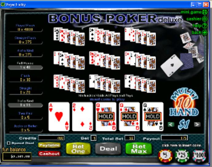 Double Deluxe 10-Hand Video Poker Screenshot