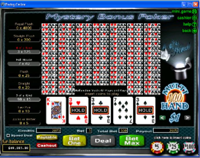 Mystery Bonus 100-Hand Video Poker Screenshot