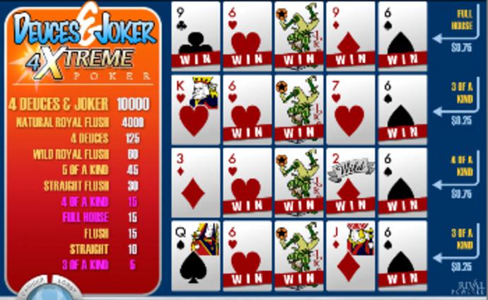 Deuces and Joker 4X-treme Video Poker Screenshot