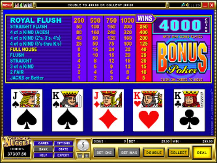 Bonus Video Poker Screenshot