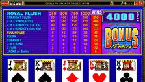 Bonus Video Poker Screenshot