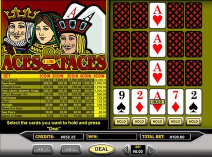 Aces & Faces Video Poker Screenshot