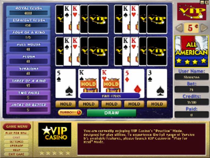 All American 5-Hand Video Poker Screenshot