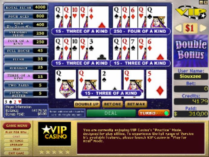 Bonus Double Bonus 5-Hand Video Poker Screenshot