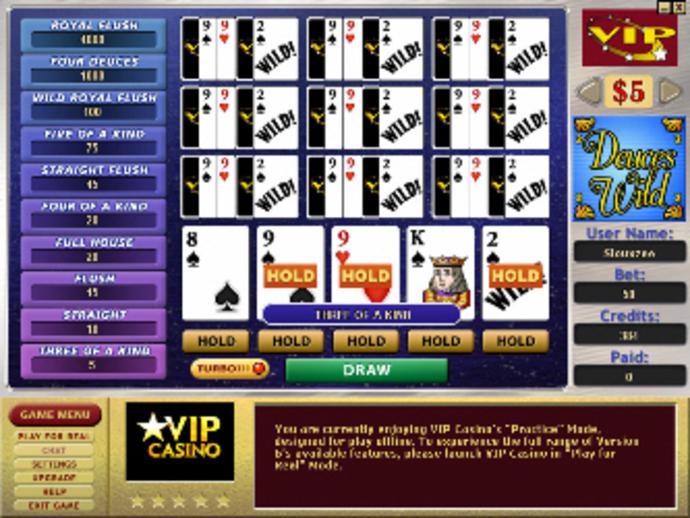 Deuces Wild 10-Hand Video Poker Screenshot
