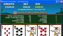Jungle Rumble Video Poker Screenshot