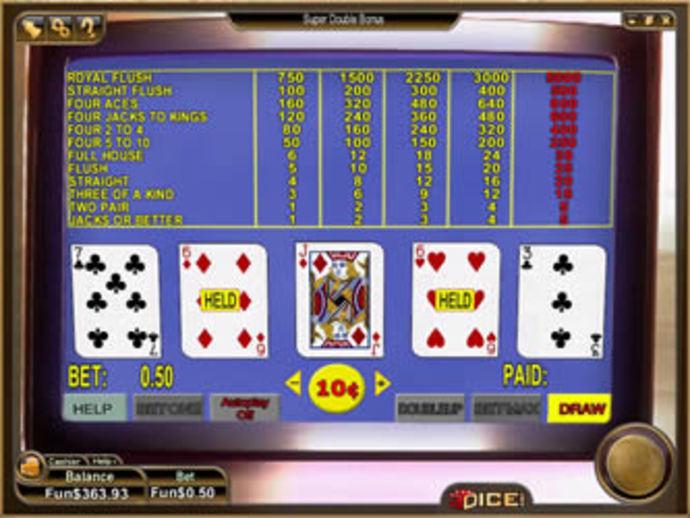 Super Double Bonus Video Poker Screenshot